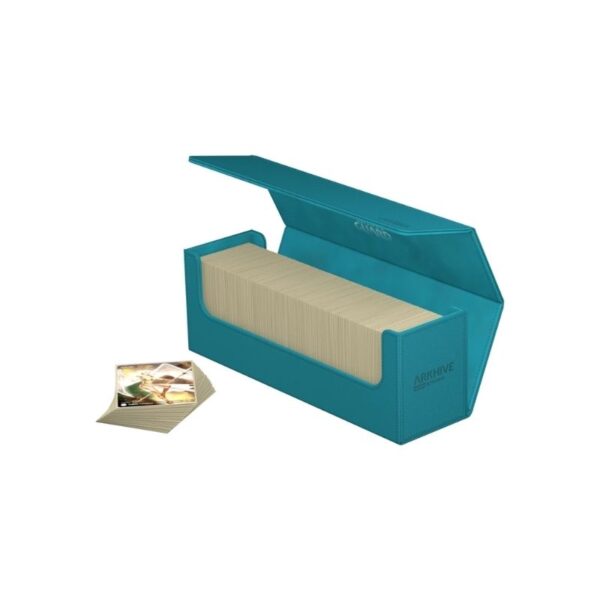 High-capacity Ultimate Guard Arkhive 400+ XenoSkin storage box for trading cards, featuring a rugged exterior and microfiber lining.