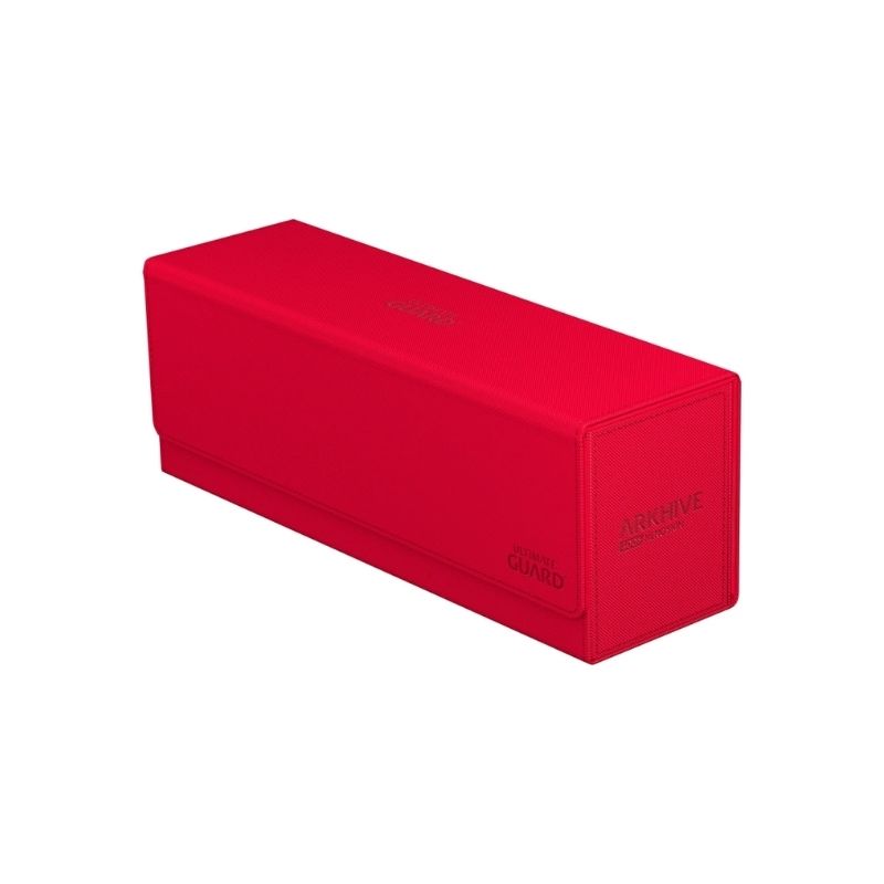 Ultimate Guard Arkhive 400+ Xenoskin - Red-2 High-capacity Ultimate Guard Arkhive 400+ XenoSkin storage box for trading cards, featuring a rugged exterior and microfiber lining.