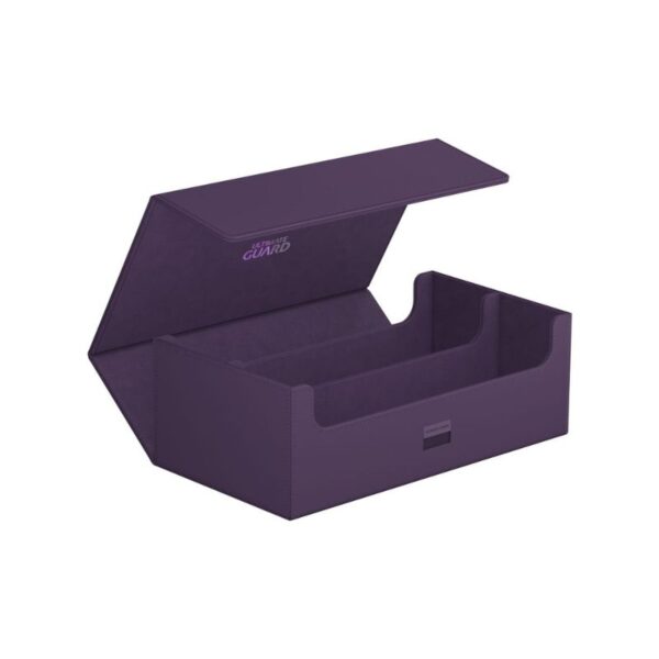Ultimate Guard Arkhive 800+ in purple Xenoskin, designed for card storage and protection, featuring a sleek, modern design.