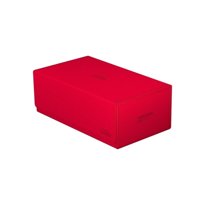 Ultimate Guard Arkhive 800+ Xenoskin - Red-2 Premium Red storage case for trading cards, featuring XenoSkin exterior, microfiber lining, and secure magnetic closure.