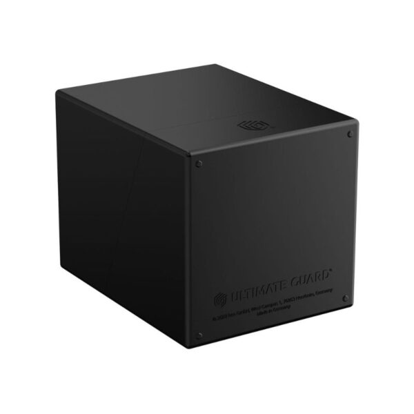 Solid black Ultimate Guard Boulder 100 storage box for card games, featuring a durable design and secure closure