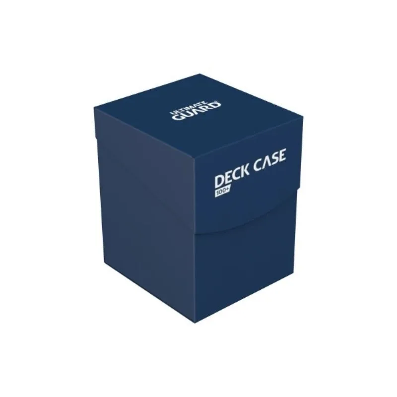 Blue Ultimate Guard Deck Case 100+ for collectible cards, made of durable polypropylene for secure storage and protection.