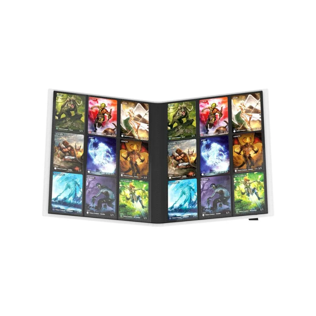 Ultimate Guard Flexxfolio 360, white, featuring 18 pockets for card storage and organization.