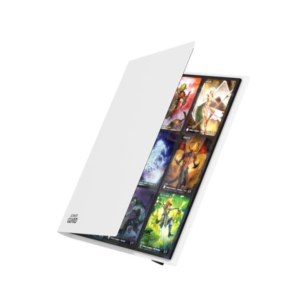 Ultimate Guard Flexxfolio 360, white, featuring 18 pockets for card storage and organization.