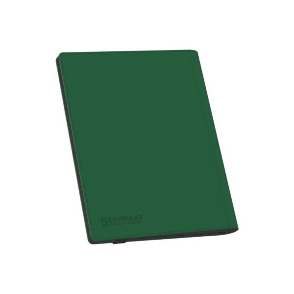 Green Ultimate Guard Flexxfolio 360 with 18 pockets, durable Xenoskin finish, and rotating pages for easy card viewing.