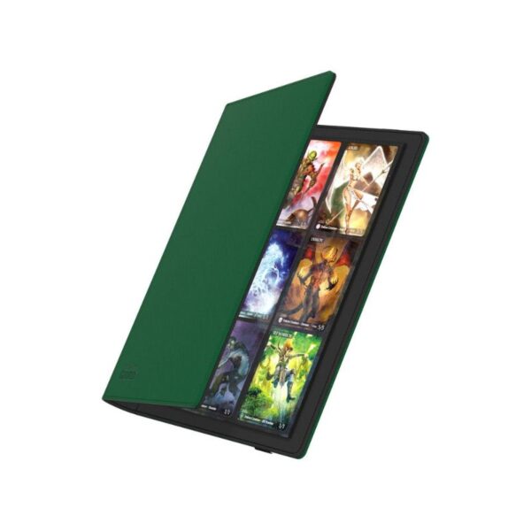 Green Ultimate Guard Flexxfolio 360 with 18 pockets, durable Xenoskin finish, and rotating pages for easy card viewing.