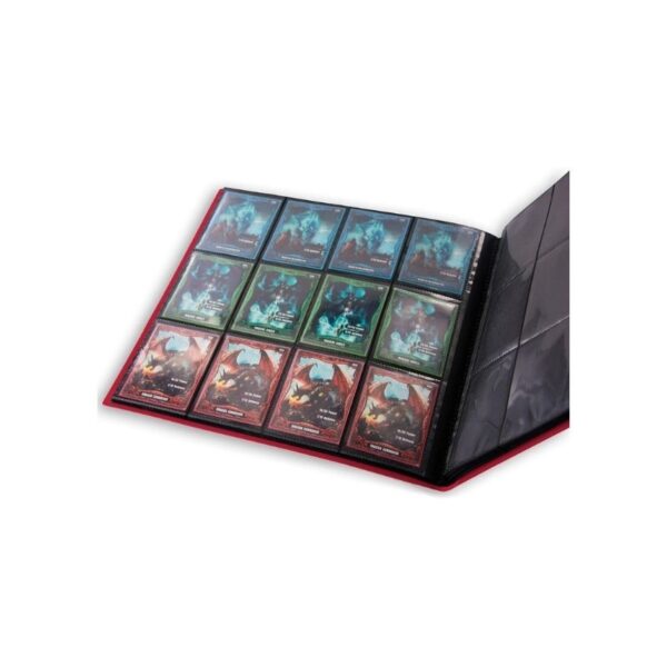 Red Ultimate Guard Flexxfolio 480 binder with 20 pages, holds 480 double-sleeved trading cards for organized playset storage.