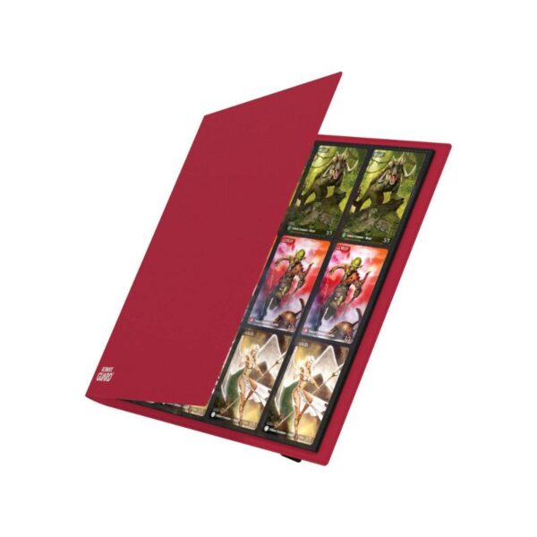 Red Ultimate Guard Flexxfolio 480 binder with 20 pages, holds 480 double-sleeved trading cards for organized playset storage.