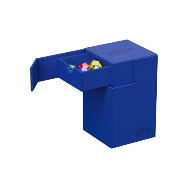 Ultimate Guard Twin Flip'n'Tray 100+ in Blue Xenoskin, designed for card storage and protection