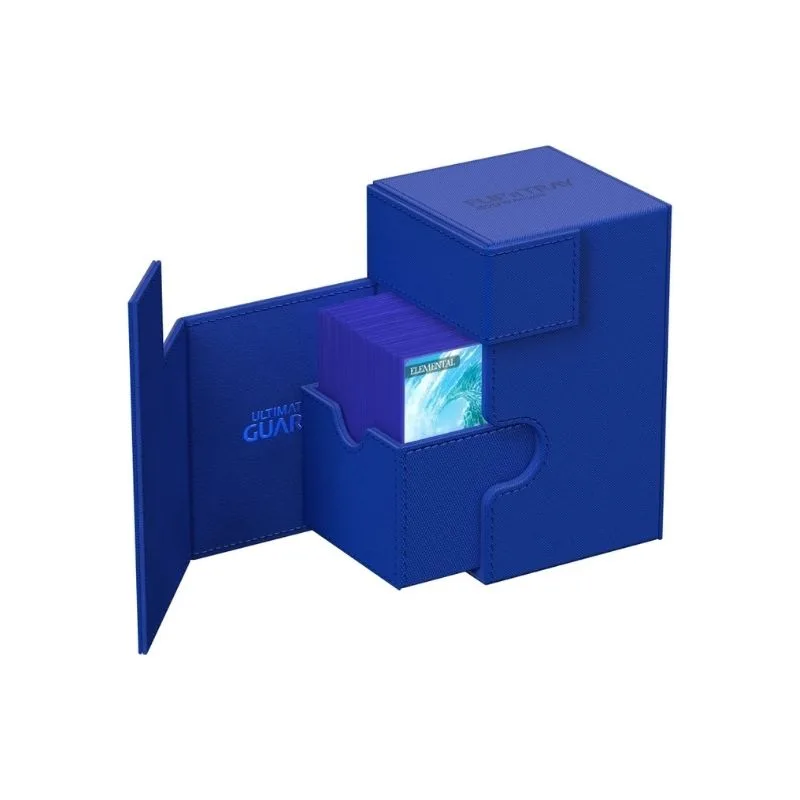 Ultimate Guard Twin Flip'n'Tray 100+ in Blue Xenoskin, designed for card storage and protection