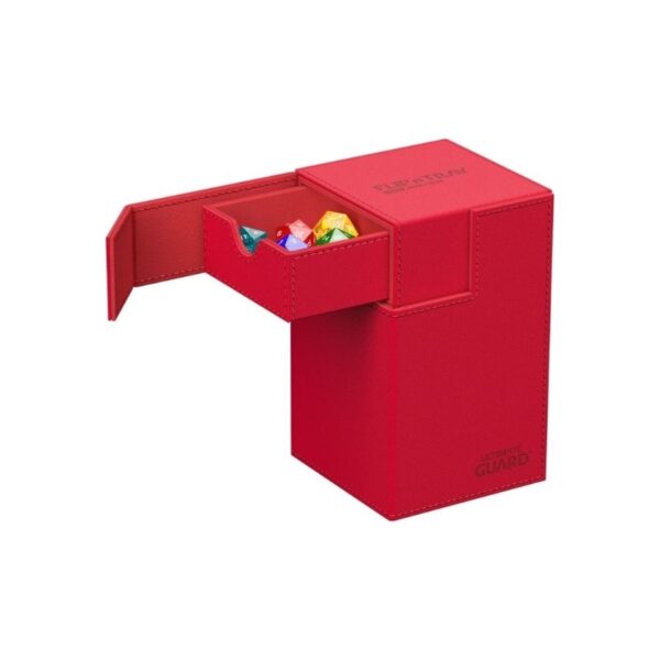 Ultimate Guard Twin Flip'n'Tray 100+ in red Xenoskin, designed for card storage and protection