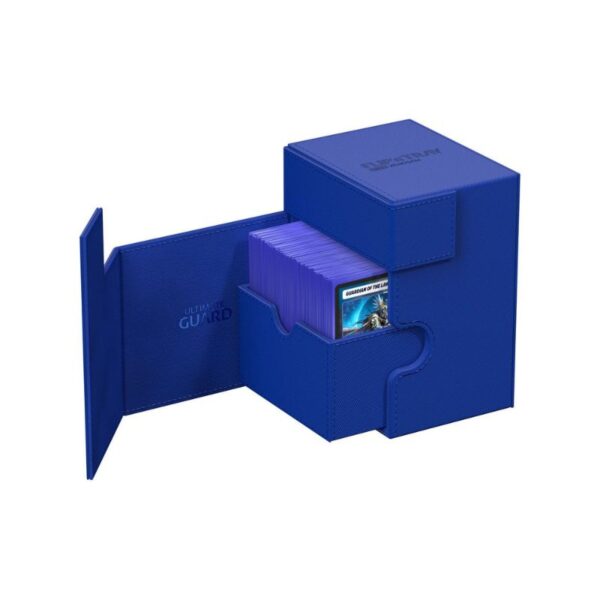Ultimate Guard Flip'n'Tray 133+ in Xenoskin Blue, designed for card storage and protection with a sleek, modern look