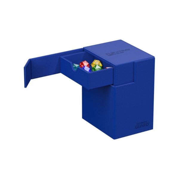 Ultimate Guard Flip'n'Tray 133+ in Xenoskin Blue, designed for card storage and protection with a sleek, modern look