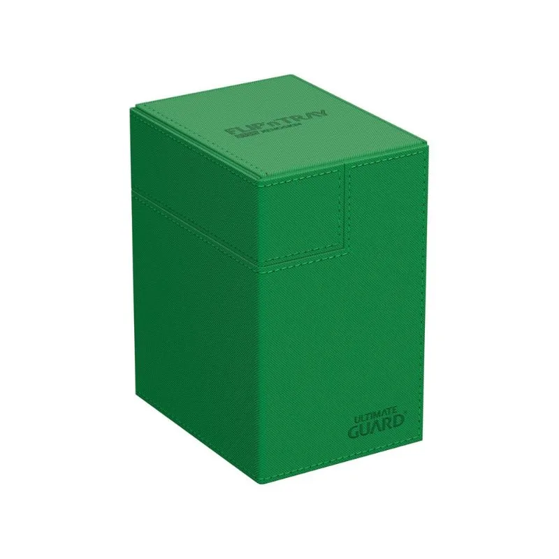 Ultimate Guard Flip'n'Tray 133+ in Xenoskin Green, designed for card storage and protection with a sleek, modern look