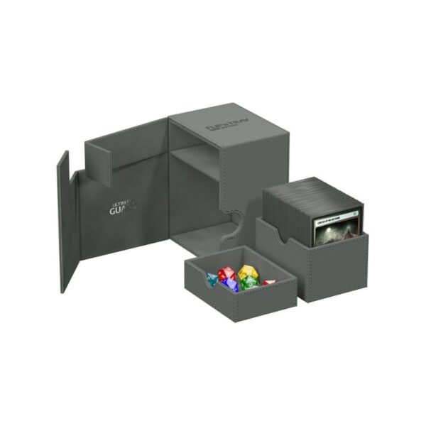 1. Ultimate Guard Flip'n'Tray 133+ in Xenoskin Grey, designed for card storage and protection with a sleek, modern look