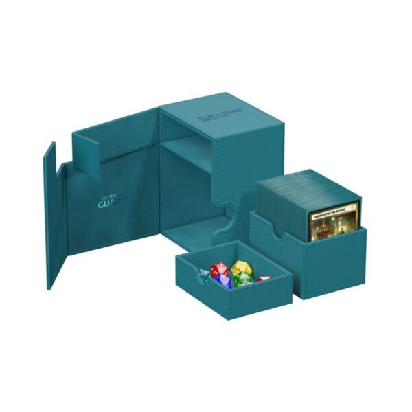Ultimate Guard Flip'n'Tray 133+ in Petrol Xenoskin, designed for card storage and protection with a sleek, modern look