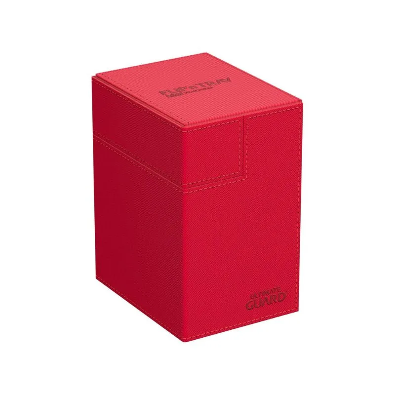 Ultimate Guard Flip'n'Tray 133+ in red Xenoskin, designed for card storage and protection