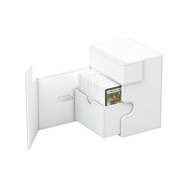 Ultimate Guard Flip'n'Tray 133+ in Xenoskin White, designed for card storage and protection with a sleek, modern look
