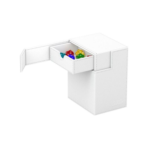 Ultimate Guard Flip'n'Tray 133+ in Xenoskin White, designed for card storage and protection with a sleek, modern look