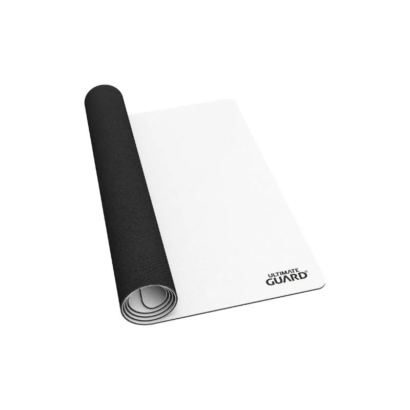 White Ultimate Guard Play-Mat designed for card games, featuring a smooth surface for optimal gameplay and protection