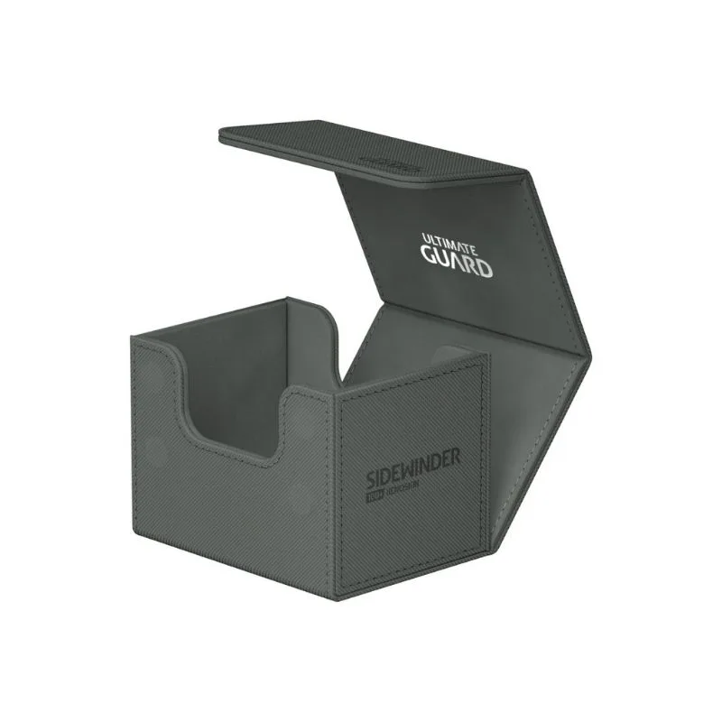 Ultimate Guard Sidewinder 100+ in Xenoskin Grey, a sleek storage solution for trading cards and collectibles