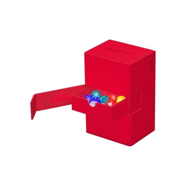 Ultimate Guard Twin Flip'n'Tray 100+ in red Xenoskin, designed for card storage and protection