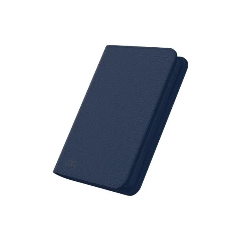 Blue XenoSkin™ binder with 20 integrated 8-pocket pages, holds up to 160 double-sleeved trading cards, features zipper closure.