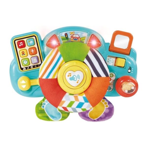 Interactive VTech Toot Toot Drivers toy car with colorful design, buttons, and sounds for engaging playtime for babies