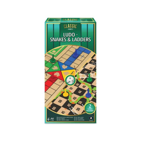A 2-in-1 game set featuring Ludo and Snakes & Ladders, designed for classic family fun and entertainment