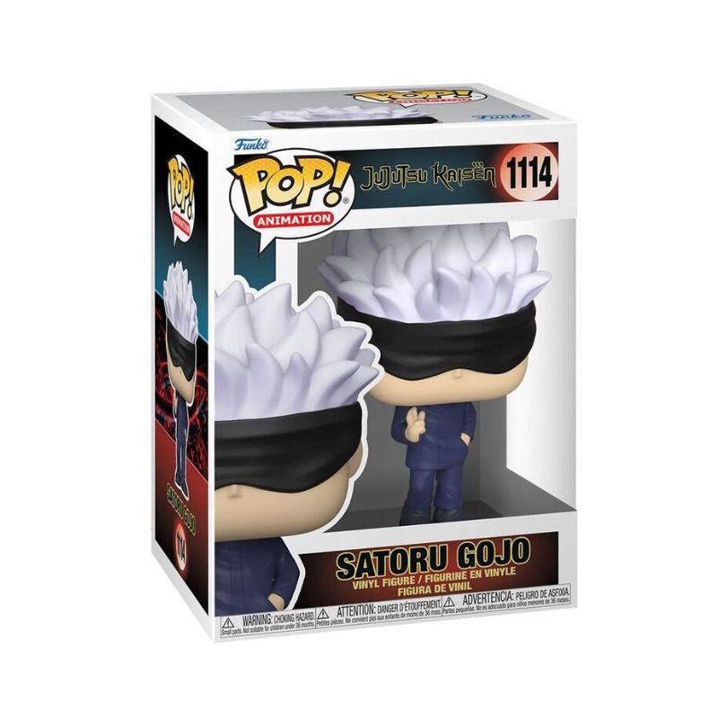 Funko Pop! Animation_ Jujutsu Kaisen – Sukuna (Fire Arrow) FU85322-1 Funko Pop! figure of Gojo from Jujutsu Kaisen, featuring his signature white hair and blindfolded eyes