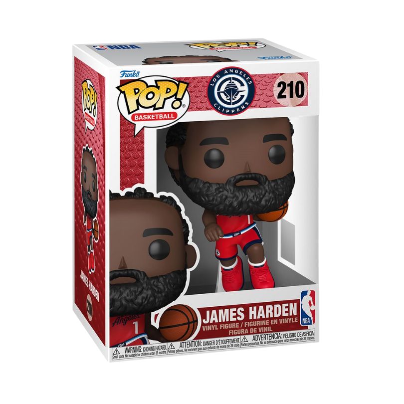 Funko Pop! Basketball_ NBA Clippers James Harden – FU75118-1 Funko Pop figure of James Harden in Philadelphia 76ers uniform, a collectible basketball sports memorabilia item