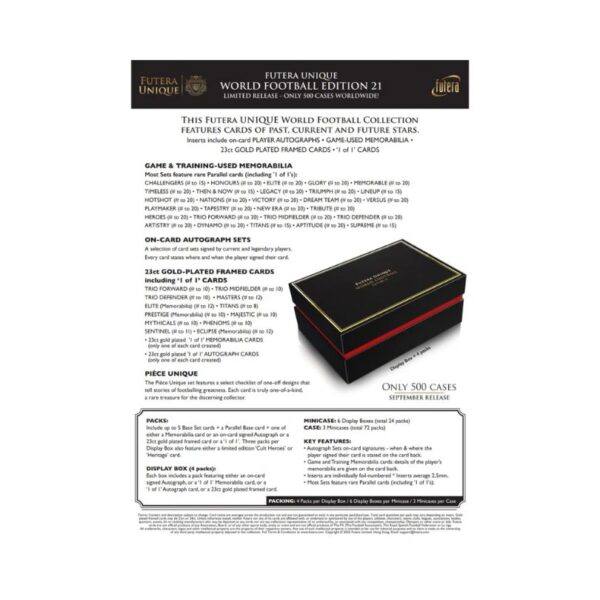 Futera Unique World Football Edition 21, featuring collectible cards showcasing global football talent and iconic moments