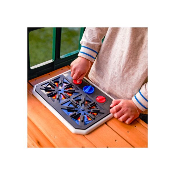 KidKraft Falcon Ridge Swing Set featuring swings, a slide, and climbing features in a backyard setting for children's play