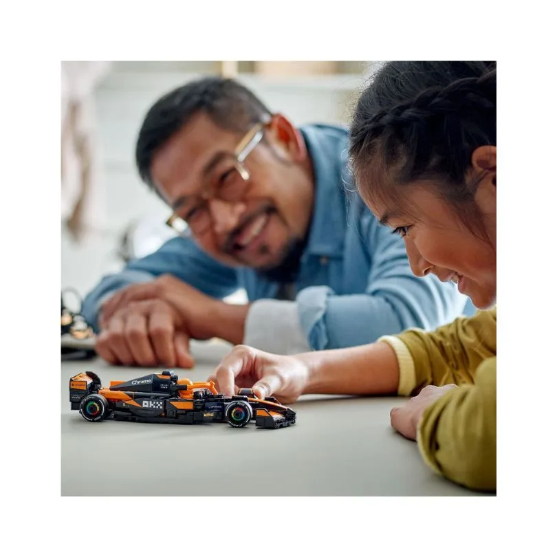 LEGO Speed Champions set featuring the McLaren F1® Team MCL38 race car in vibrant colors and detailed design
