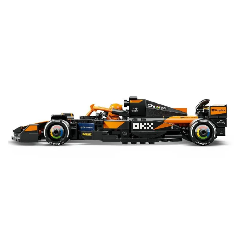 LEGO Speed Champions set featuring the McLaren F1® Team MCL38 race car in vibrant colors and detailed design