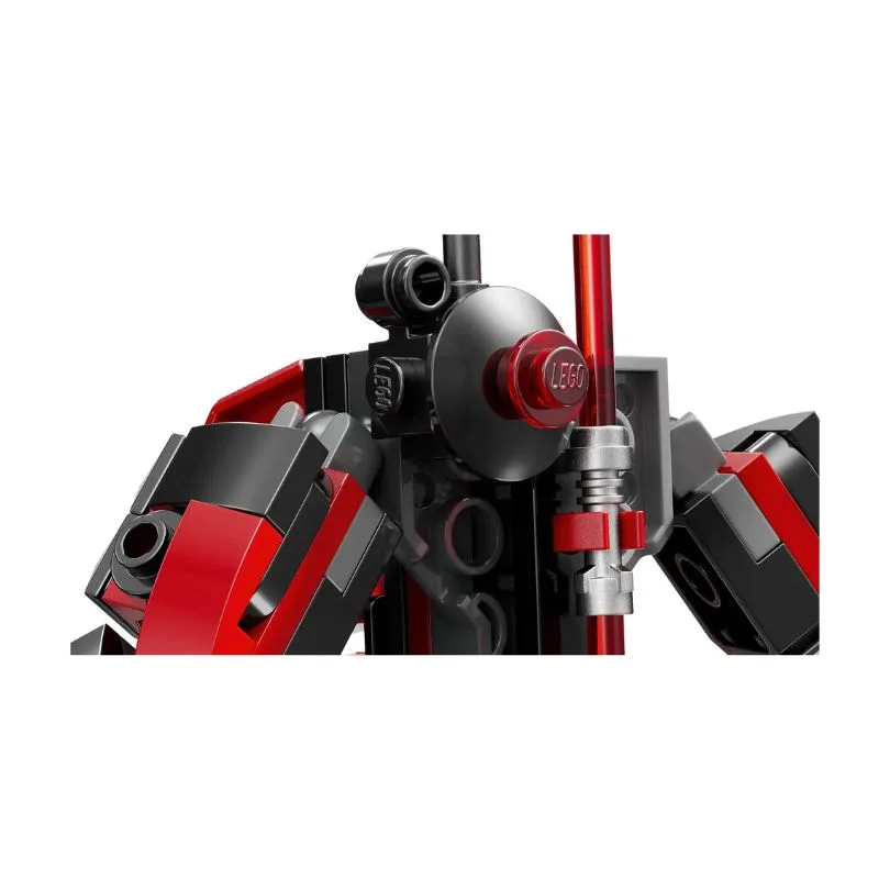 LEGO Star Wars 75411 set featuring Darth Maul in a mech suit, showcasing intricate details and vibrant colors.