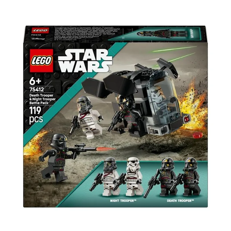 LEGO Star Wars 75412 set featuring Death Trooper and Night Trooper minifigures in an action-packed battle scene.