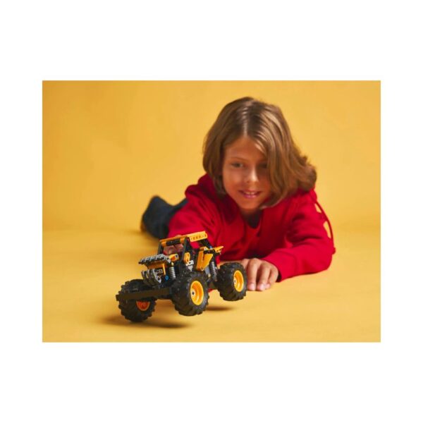 LEGO Technic 42199 DIGatron, a pull-back monster truck, showcasing vibrant colors and intricate design details