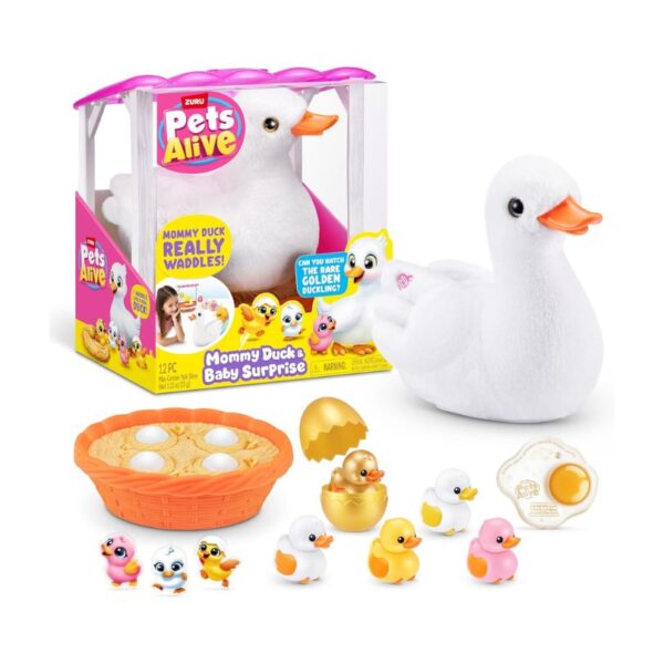 Mama Duck from Pets Alive Mama & Baby Surprise Series 1, featuring a soft, plush design with a hidden baby duck inside