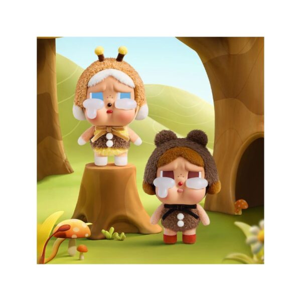 Vinyl face plush from Popmart's Crybaby Crying Again Series, presented in a colorful blind box packaging