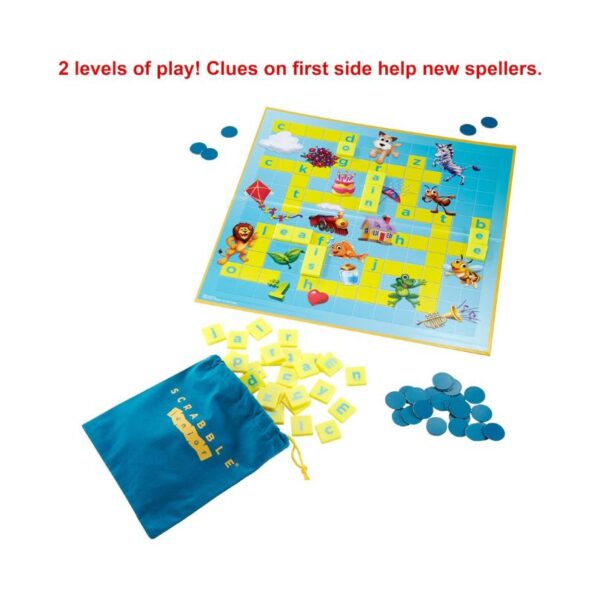 Scrabble Core Kids Crossword Game featuring two games in one, designed for fun and educational play for children