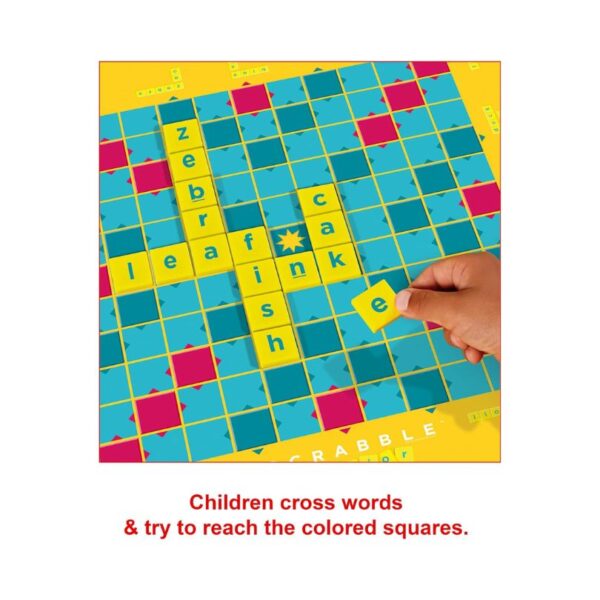 Scrabble Core Kids Crossword Game featuring two games in one, designed for fun and educational play for children