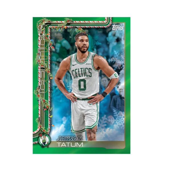 Topps 2025-26 Holiday Basketball card featuring player FGC006666, showcasing vibrant holiday-themed design elements.