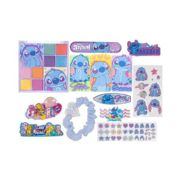 Townley Disney Stitch cosmetic case set featuring vibrant Stitch designs, perfect for organizing makeup and beauty essentials