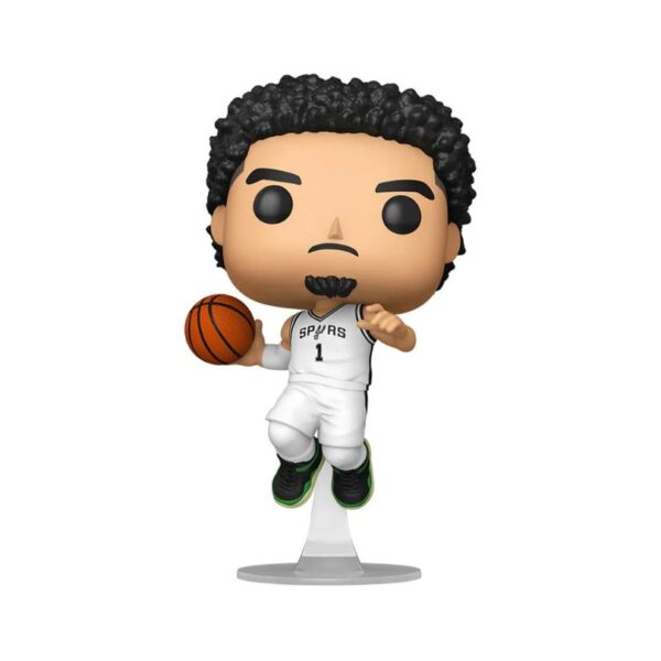 Funko Pop vinyl figure of Victor Wembanyama, NBA rookie for the San Antonio Spurs, exclusive sports collectible.