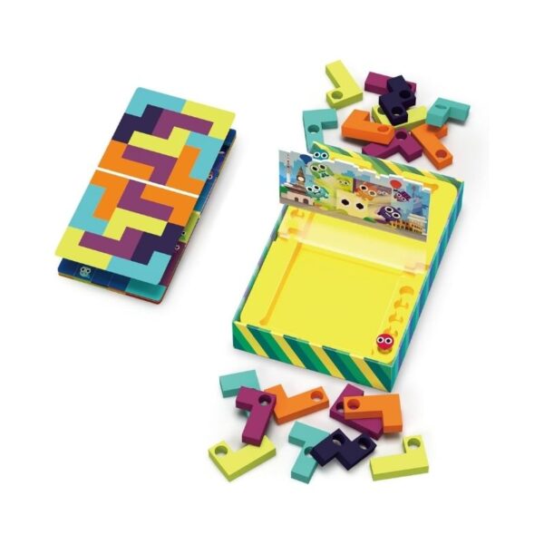 Coinx Duel board game displayed in a space-themed setting, featuring English and Arabic text on the packaging