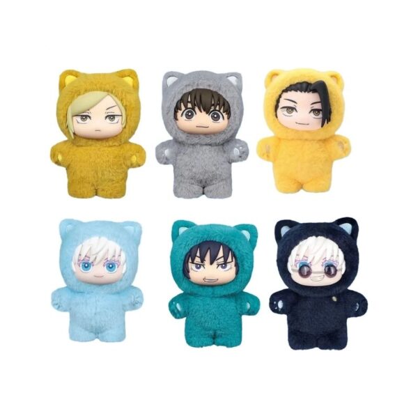 Eaki Jujutsu Kaisen cat ear plush blind box featuring various characters, ideal for collectors and fans of the series