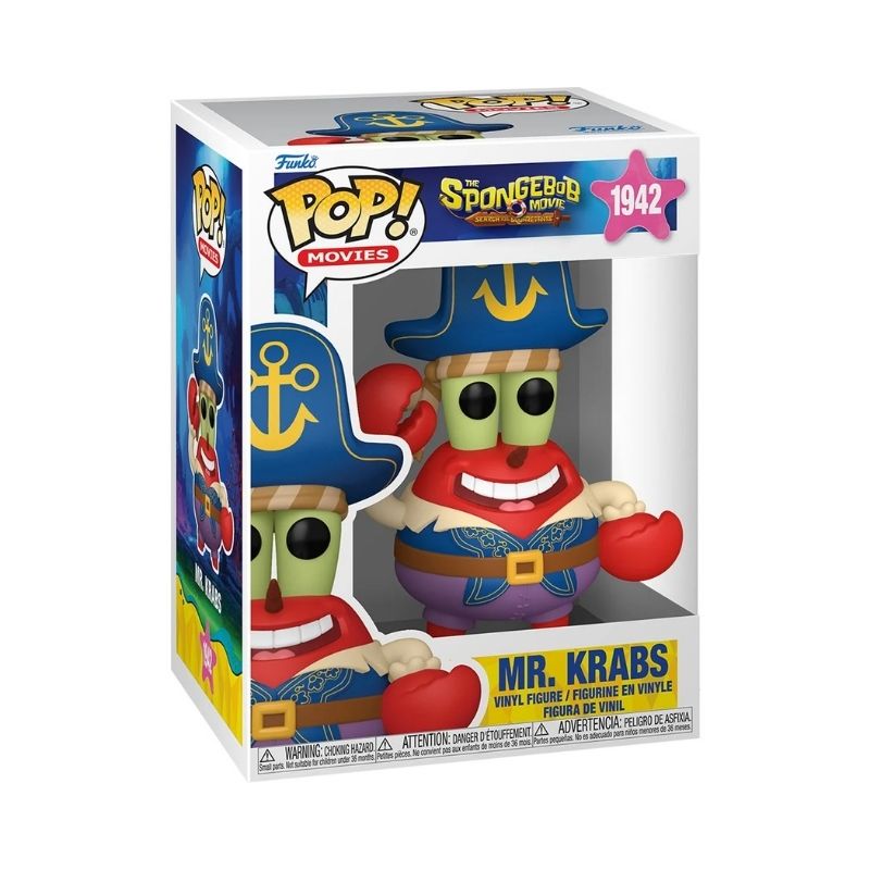 Funko Pop Animation_ The Spongebob Movie – Mr. Krabs – FU86309-1 Funko Pop figure of Mr. Krabs from The Spongebob Movie, featuring his signature red color and dollar sign eyes
