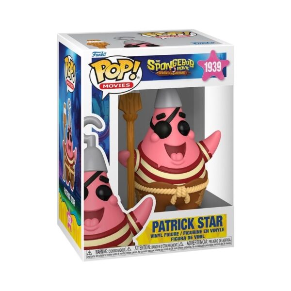 Funko Pop! figure of Patrick from The Spongebob Movie, featuring his signature pink color and cheerful expression