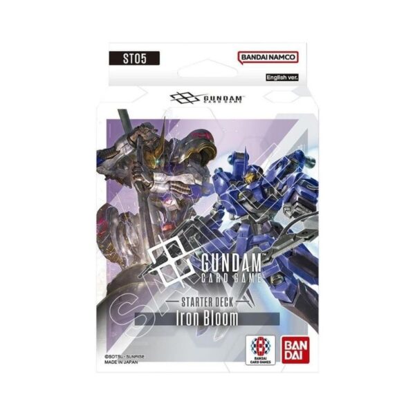 Starter deck for the Gundam card game, labeled ST-05, featuring various Gundam characters and gameplay elements